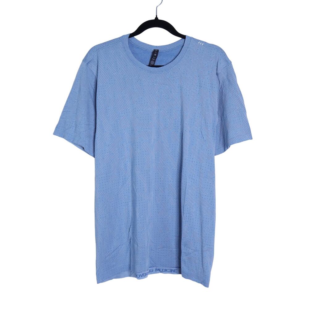 LULULEMON Metal Vent Short Sleeve Breathe Soft Denim Sheer Blue Men's XL
